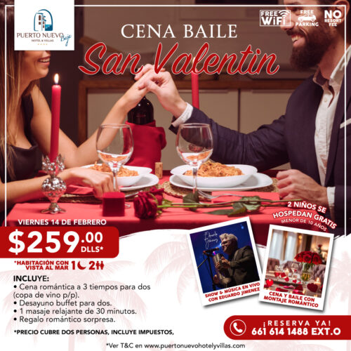 Cena Baile San Valentin en Puerto Nuevo Hotel 2025