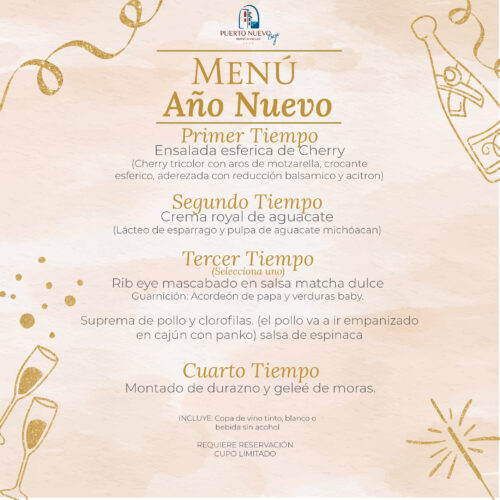 Menu Año Nuevo Puerto Nuevo Hotel