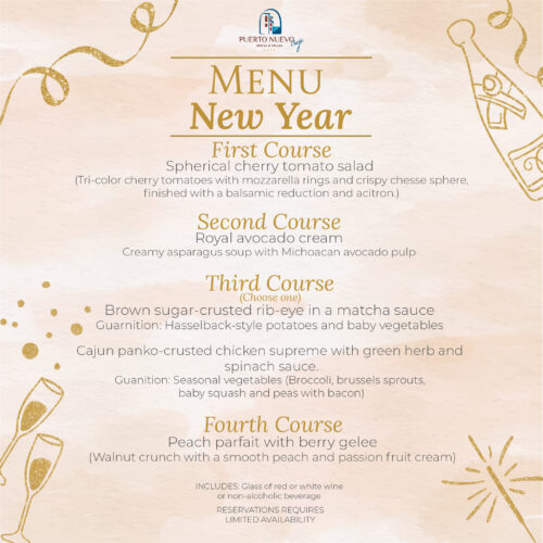 New Year Menu Dinner Puerto Nuevo Hotel