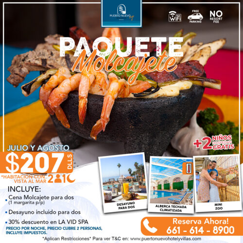 Paquete Molcajete en Hotel Puerto Nuevo 2026
